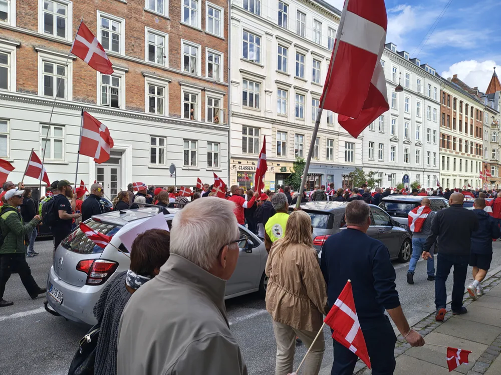 Deltagere med flag ved Københavns facader